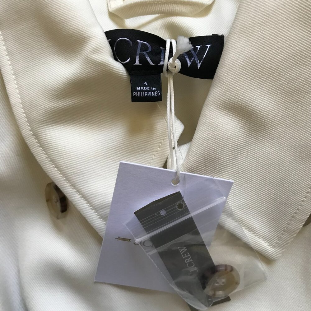 NWT JCREW Wool Trench Coat Womens 4 Cream Ivory Double Breasted CN067 Lined *** - Picture 7 of 13